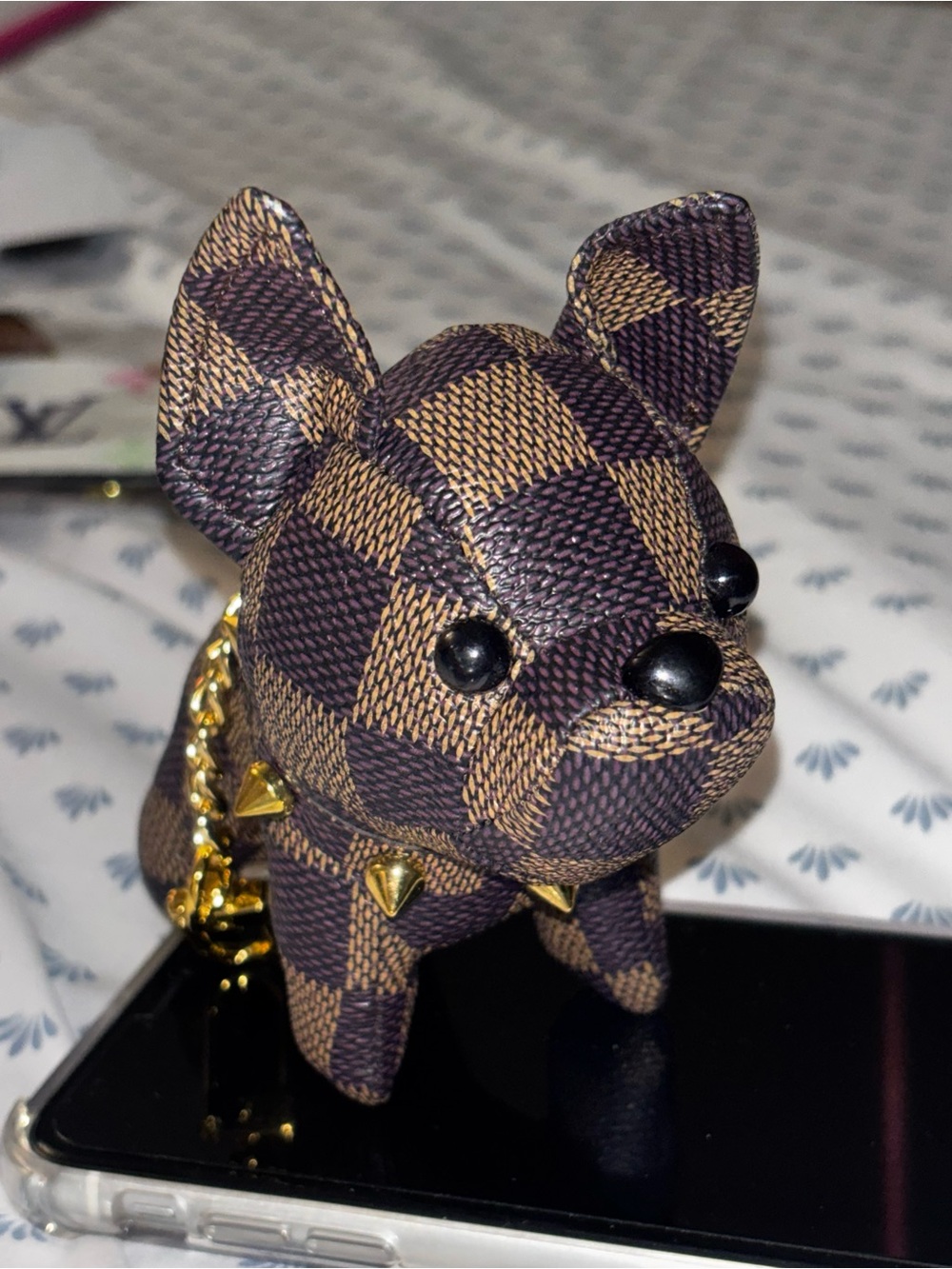 New Brown Check Plush Dog Keychain - Picture 7 of 7
